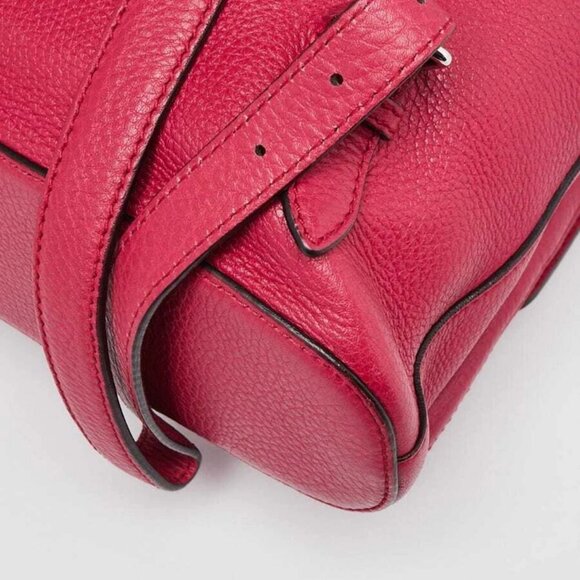 Gucci Dark Pink Pebbled Leather Bamboo Backpack Bag - Picture 4 of 12